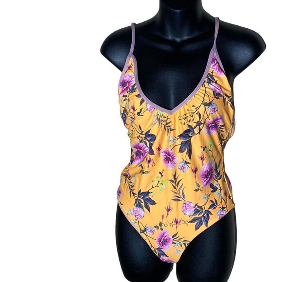 Vicious young babes shirred one piece floral bathing suit med NWT fairy garden - Picture 1 of 5